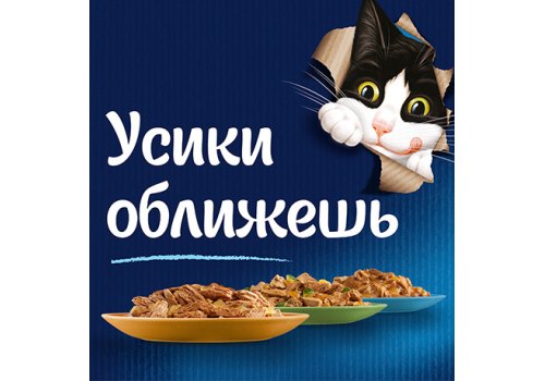 FELIX SENSATIONS СУПЕРВКУС / Влажный корм Паучи Пурина Феликс Супервкус для взрослых кошек с говядиной и сыром в желе (цена за упаковку)