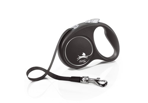 flexi Black Design S tape 5 m, for dogs up to 15 kg / Рулетка флекси для собак весом до 15 кг, лента 5 м