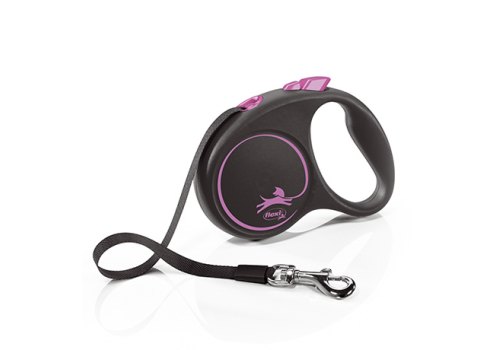 flexi Black Design S tape 5 m, for dogs up to 15 kg / Рулетка флекси для собак весом до 15 кг, лента 5 м