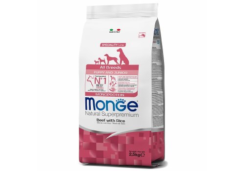 Monge Dog Monoprotein Puppy & Junior Beef with rice / Сухой корм Монж для Щенков всех пород Говядина с рисом