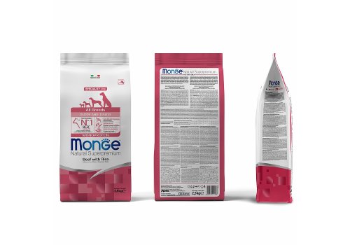 Monge Dog Monoprotein Puppy & Junior Beef with rice / Сухой корм Монж для Щенков всех пород Говядина с рисом