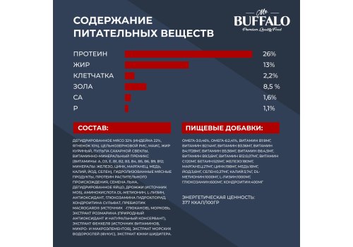 Mr.Buffalo Adult M L Sensitive / Сухой корм Мистер Бафало для собак Средних и Крупных пород с Чувствительным пищеварением Ягненок
