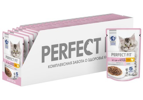 Perfect Fit Junior / Паучи Перфект Фит для Котят Курица в соусе (цена за упаковку)