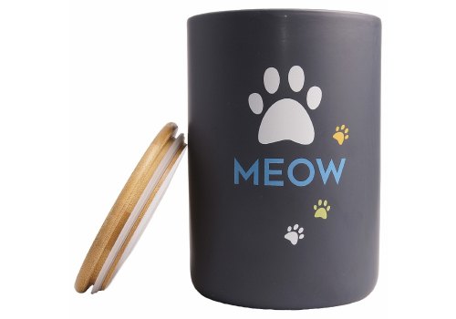 Mr.Kranch Meow / Бокс керамический для хранения корма для кошек Черный Mr.Kranch Meow / Бокс керамический для хранения корма для кошек Черный