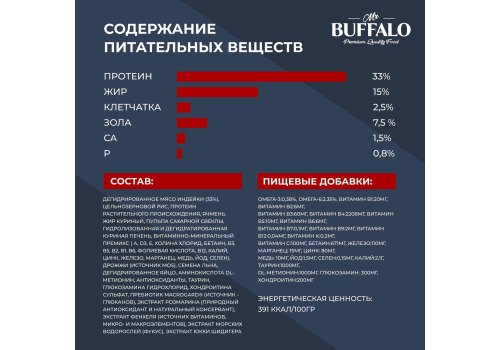 Mr.Buffalo Adult Sensitive / Сухой корм Мистер Бафало для кошек с Чувствительным пищеварением Индейка