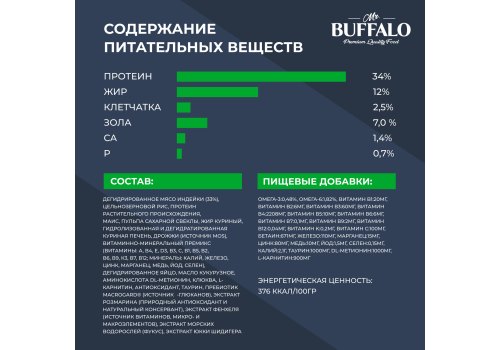 Mr.Buffalo Adult Sterilized / Сухой корм Мистер Бафало для Стерилизованных кошек Индейка