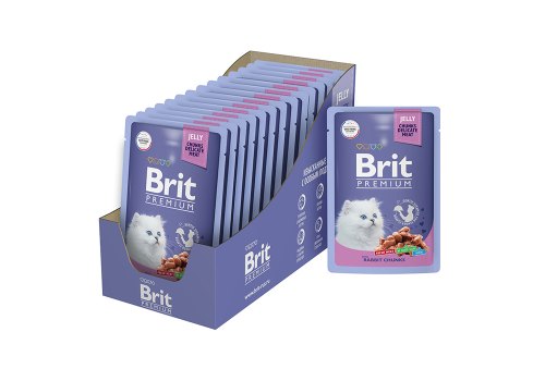 Brit Premium Jelly Rabbit Chunks Kitten / Паучи Брит Премиум для Котят Кролик в желе (цена за упаковку)