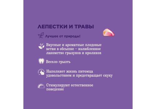 Little One Yummy branches Petals and Grasses / Лакомые ветви Литтл Уан для грызунов с Лепестками и Травами
