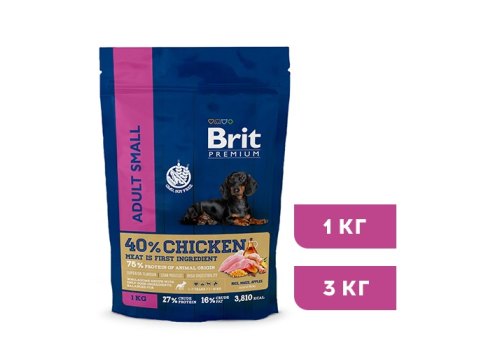 Brit Premium Adult Small / Сухой корм Брит Премиум для взрослых собак Мелких пород Курица