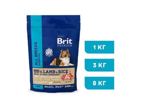 Brit Premium All Breeds Sensitive Lamb & Turkey / Сухой корм Брит Премиум для взрослых собак всех пород с Чувствительным пищеварением Ягненок Индейка