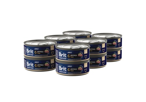 Brit Premium by Nature Adult / Консервы Брит для взрослых кошек Курица и сыр (цена за упаковку)