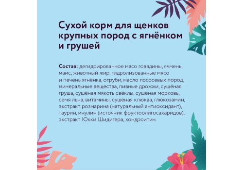 Florida Puppy Large Breed Lamb & Pear / Сухой корм Флорида для Щенков Крупных пород Ягненок груша