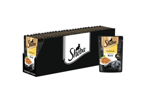 Sheba / Паучи Шеба для кошек Курица ломтики в Желе (цена за упаковку)