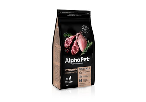AlphaPet Superpremium Sterilised / Сухой корм АльфаПет для Стерилизованных кошек Ягненок индейка