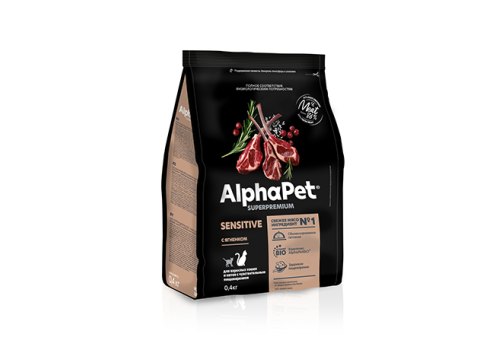 AlphaPet Superpremium Sensitive / Сухой корм АльфаПет для взрослых кошек с Чувствительным пищеварением Ягненок