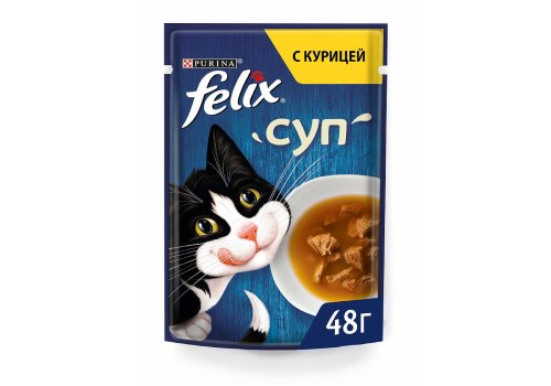 FELIX СУП / Влажный корм Паучи Пурина Феликс Суп для взрослых кошек с курицей (цена за упаковку)