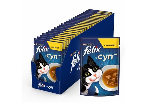 FELIX СУП / Влажный корм Паучи Пурина Феликс Суп для взрослых кошек с курицей (цена за упаковку)