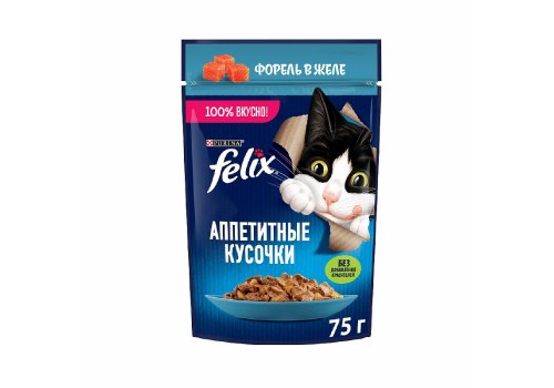 FELIX АППЕТИТНЫЕ КУСОЧКИ / Влажный корм Паучи Пурина Феликс Аппетитные кусочки для взрослых кошек с форелью (цена за упаковку)
