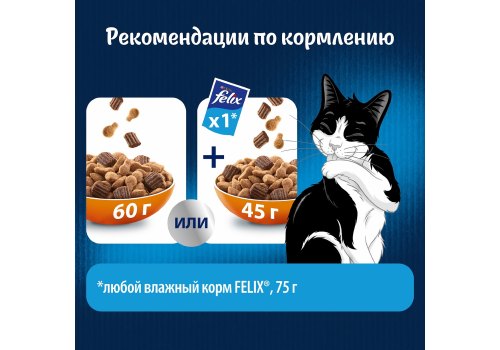FELIX ДВОЙНАЯ ВКУСНЯТИНА / Сухой корм Пурина Феликс для взрослых кошек с птицей