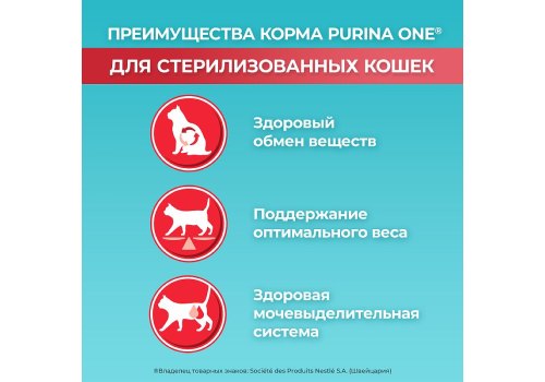 PURINA ONE STERILISED / Сухой корм Пурина УАН для взрослых стерилизованных кошек с лососем