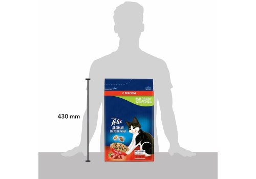 FELIX ДВОЙНАЯ ВКУСНЯТИНА / Сухой корм Пурина Феликс для взрослых кошек с мясом