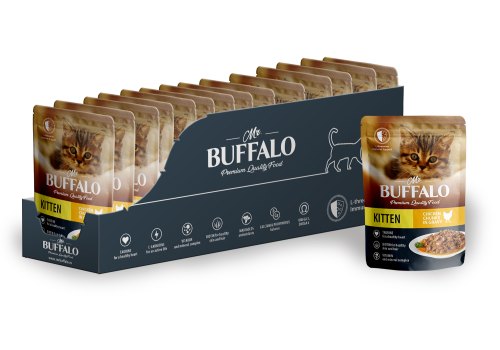 Mr.Buffalo Kitten Chicken / Паучи Мистер Бафало для Котят Цыпленок в соусе (цена за упаковку)