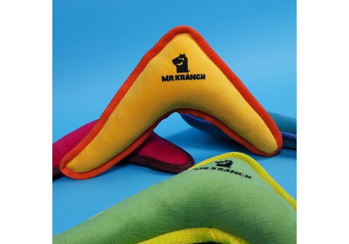 Mr.Kranch / Игрушка Мистер Кранч для собак Бумеранг с пищалкой Желтый