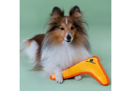 Mr.Kranch / Игрушка Мистер Кранч для собак Бумеранг с пищалкой Желтый