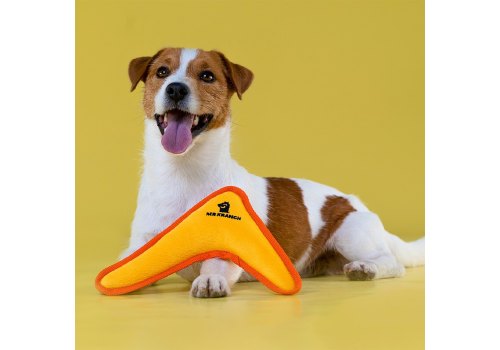 Mr.Kranch / Игрушка Мистер Кранч для собак Бумеранг с пищалкой Желтый