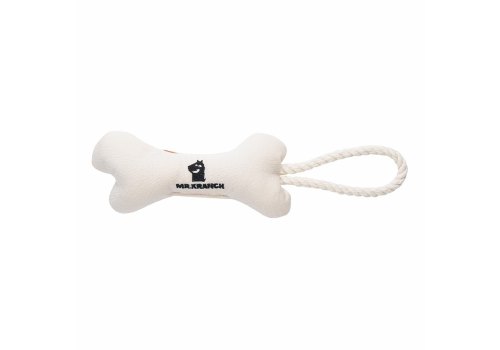 Mr.Kranch / Игрушка Мистер Кранч для собак Мелких и Средних пород Косточка с канатом Бежево-пятнистая