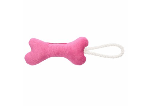 Mr.Kranch / Игрушка Мистер Кранч для собак Мелких и Средних пород Косточка с канатом Нежно-розовая