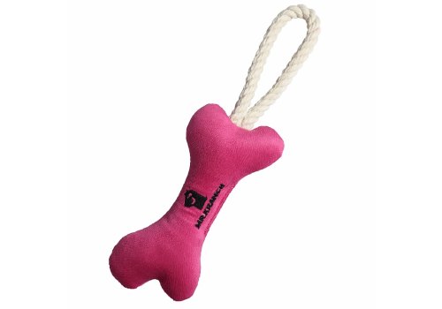 Mr.Kranch / Игрушка Мистер Кранч для собак Мелких и Средних пород Косточка с канатом Ярко-розовая