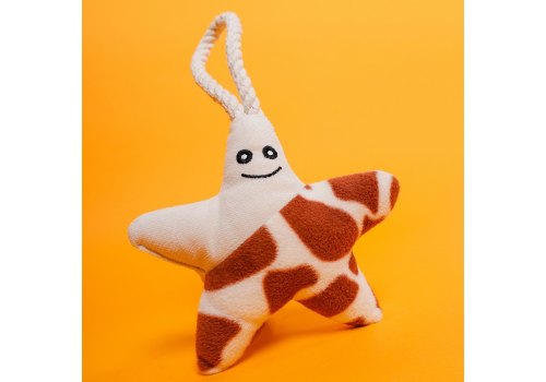 Mr.Kranch / Игрушка Мистер Кранч для собак Мелких и Средних пород Звездочка с канатом и пищалкой Бежево-пятнистая