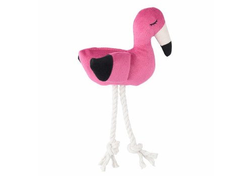 Mr.Kranch / Игрушка Мистер Кранч для собак Мелких и Средних пород Фламинго с канатом и пищалкой Ярко-розовый
