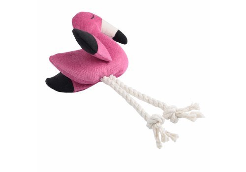 Mr.Kranch / Игрушка Мистер Кранч для собак Мелких и Средних пород Фламинго с канатом и пищалкой Ярко-розовый