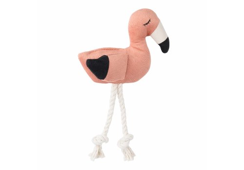 Mr.Kranch / Игрушка Мистер Кранч для собак Мелких и Средних пород Фламинго с канатом и пищалкой Персиковый