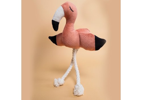 Mr.Kranch / Игрушка Мистер Кранч для собак Мелких и Средних пород Фламинго с канатом и пищалкой Персиковый