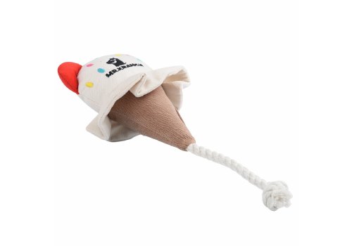 Mr.Kranch / Игрушка Мистер Кранч для собак Мелких и Средних пород Мороженое с канатом Бежевое