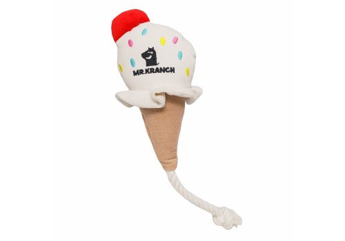 Mr.Kranch / Игрушка Мистер Кранч для собак Мелких и Средних пород Мороженое с канатом Бежевое