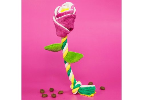 Mr.Kranch / Игрушка Мистер Кранч для собак Мелких и Средних пород Роза с канатом  Розовая