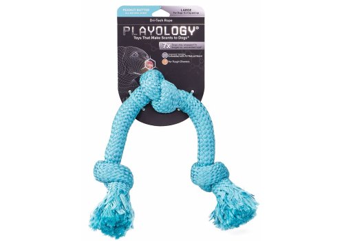 Playology Dri-tech Rope / Игрушка Плэйолоджи для собак жевательный канат с ароматом арахиса Голубой