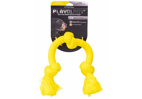 Playology Dri-tech Rope / Игрушка Плэйолоджи для собак жевательный канат с ароматом курицы Желтый