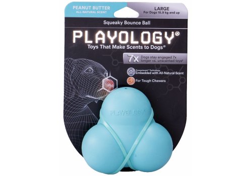 Playology Squeaky Bounce Ball / Игрушка Плэйолоджи для собак хрустящий жевательный тройной мяч с пищалкой и с ароматом арахиса