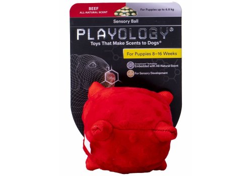 Playology Puppy Sensory Ball / Игрушка Плэйолоджи для Щенков сенсорный плюшевый мяч с ароматом говядины Красный