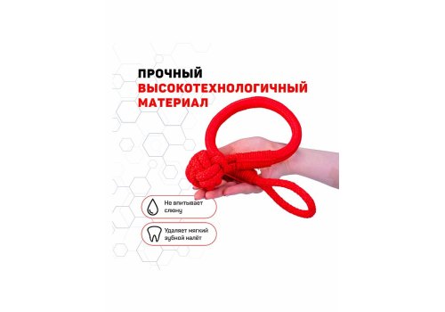 Playology Tough Tug Knot / Игрушка Плэйолоджи для собак жевательный канат с ароматом говядины Красный