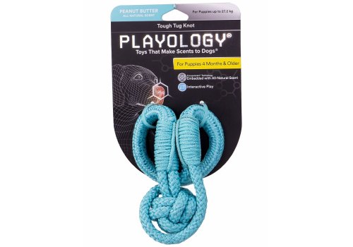 Playology Tough Tug Knot / Игрушка Плэйолоджи для собак жевательный канат с ароматом арахиса Голубой