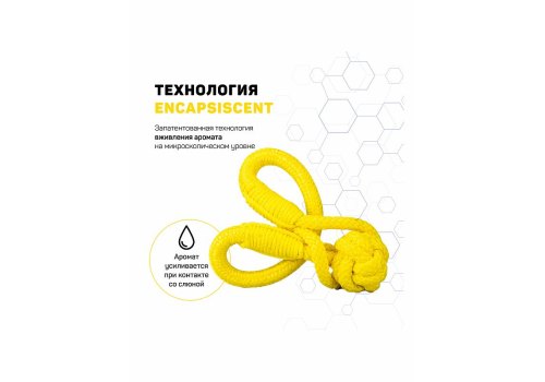 Playology Tough Tug Knot / Игрушка Плэйолоджи для собак жевательный канат с ароматом курицы Желтый