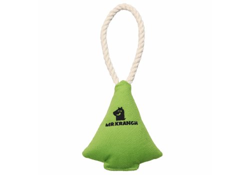 Mr.Kranch / Игрушка Мистер Кранч для собак Мелких и Средних пород Елочка с канатом и пищалкой Зеленая