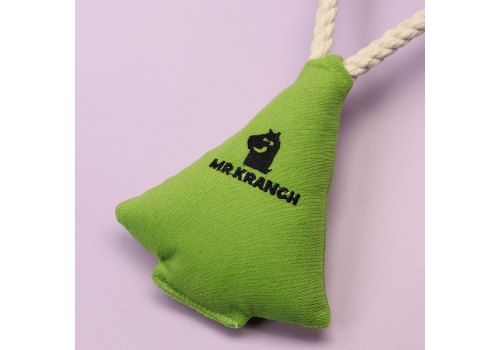 Mr.Kranch / Игрушка Мистер Кранч для собак Мелких и Средних пород Елочка с канатом и пищалкой Зеленая