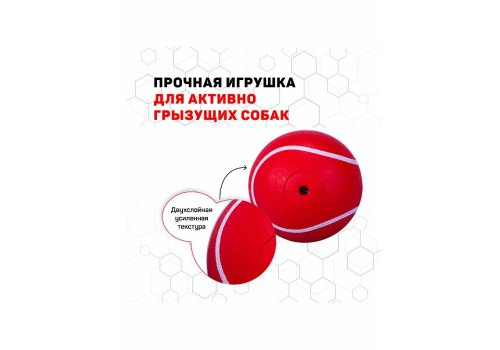 Playology Squeaky Chew Ball / Игрушка Плэйолоджи для собак хрустящий жевательный мяч с пищалкой и с ароматом говядины Красный